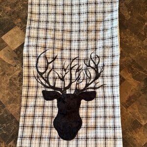 Plaid Table Runner with Black Deer Silhouette